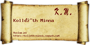 Kolláth Minna névjegykártya